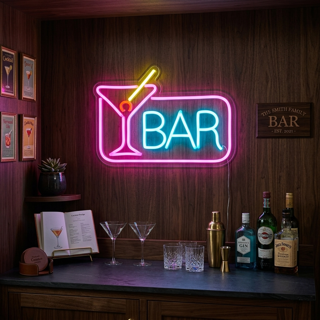 ENSEIGNE LUMINEUSE NÉON LED Bacardi pour bar alco shop pub bière rhum club ho... EUR 29,68