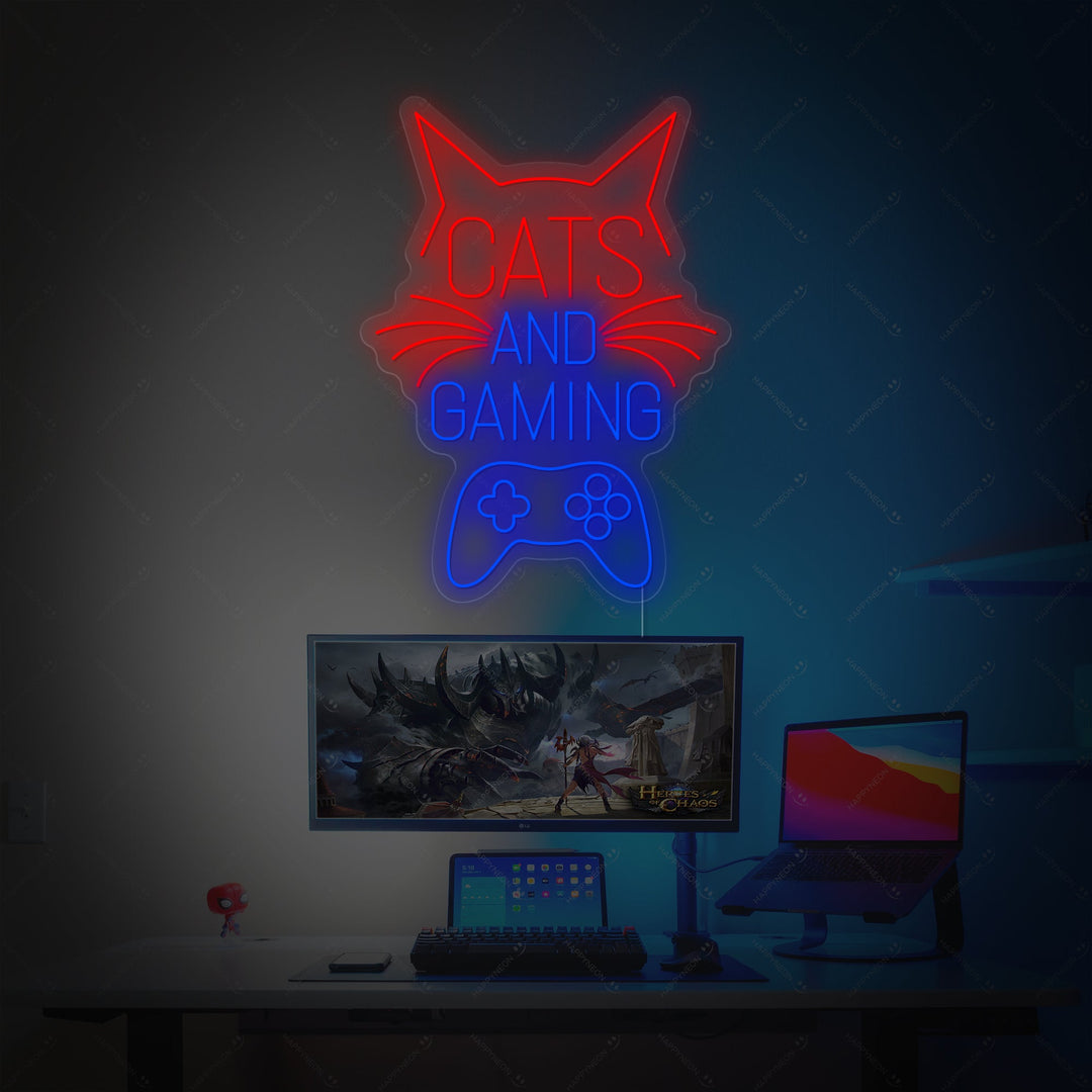 "Cats And Gaming" Enseigne néon