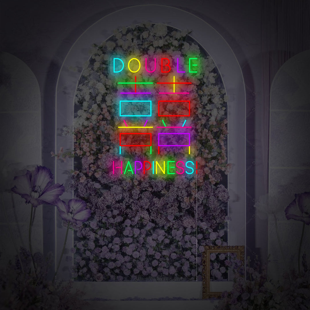 "Double bonheur" Enseigne néon