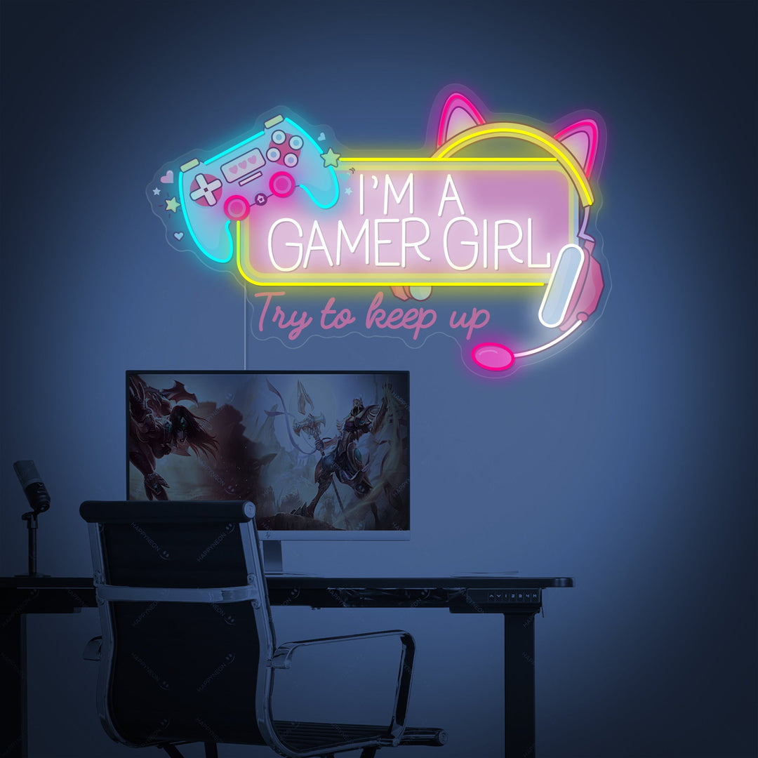 "Girl Gamer Logo" Enseigne néon