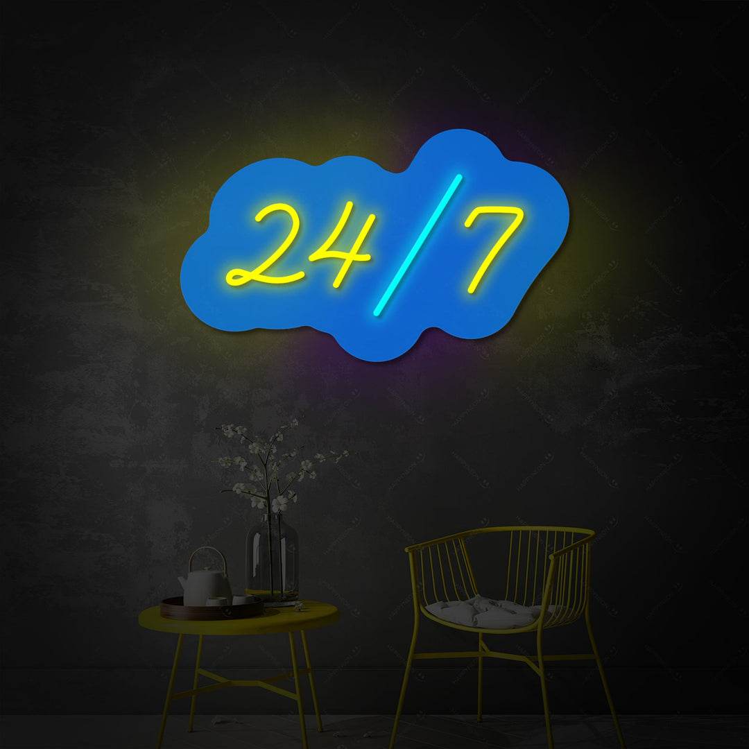 "Open 24/7" Enseigne néon