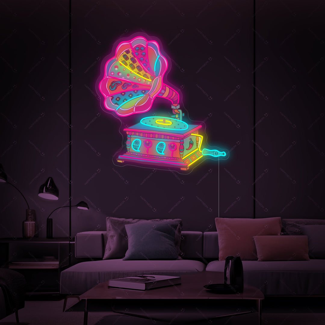 "Gramophone rétro" Enseigne néon