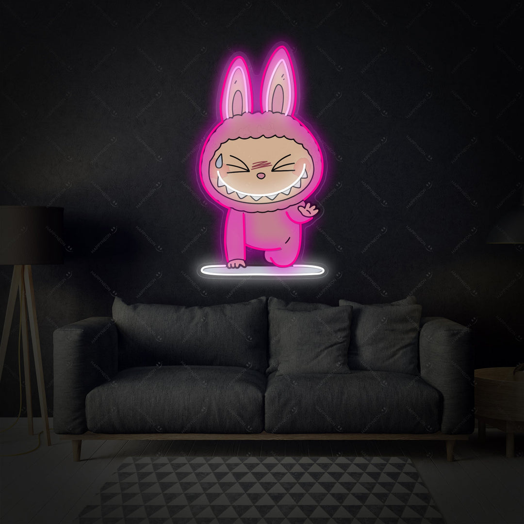 "Yoga Monster Labubu" Enseigne néon
