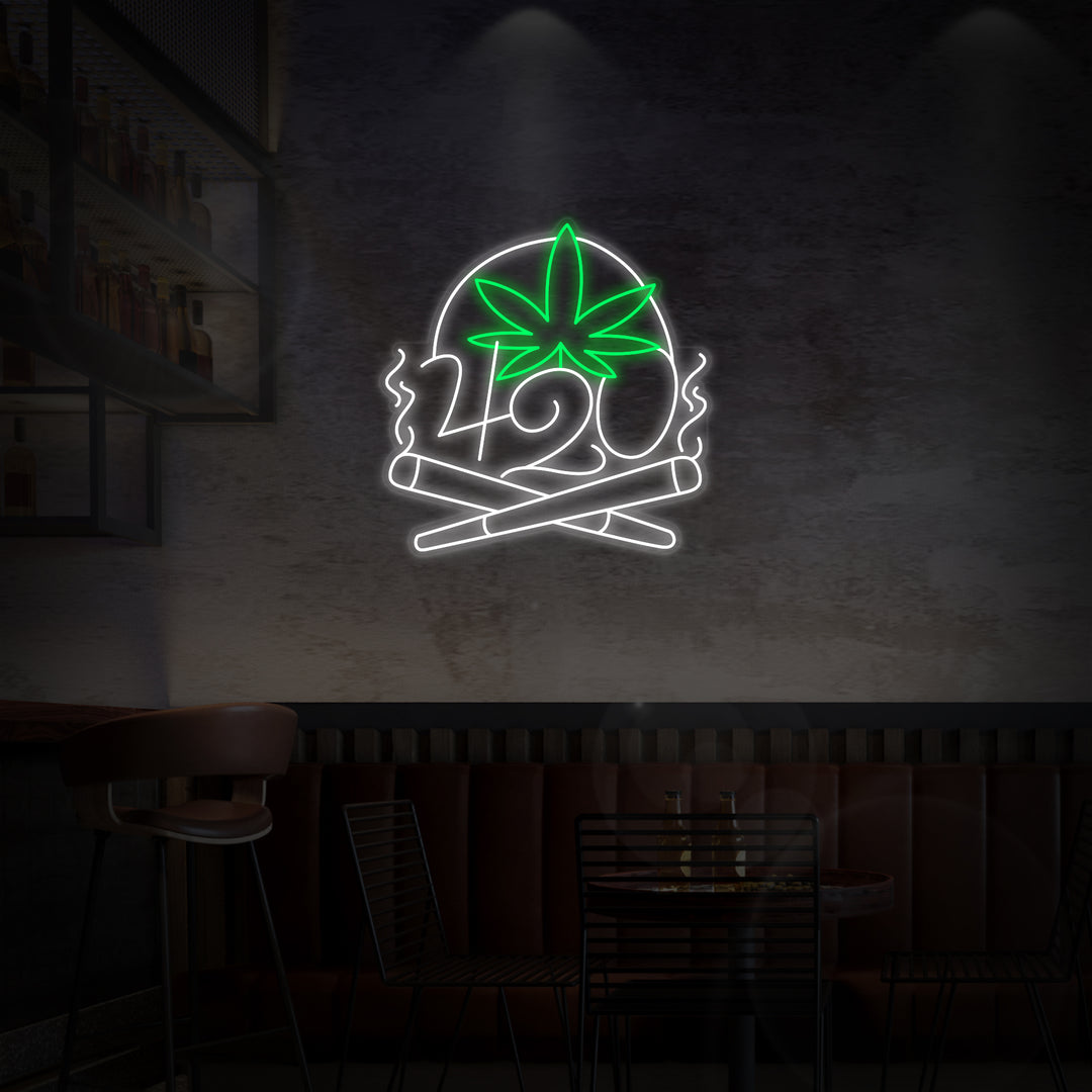 "420 Marijuana Cannabis Fumée" Enseigne Lumineuse en Néon