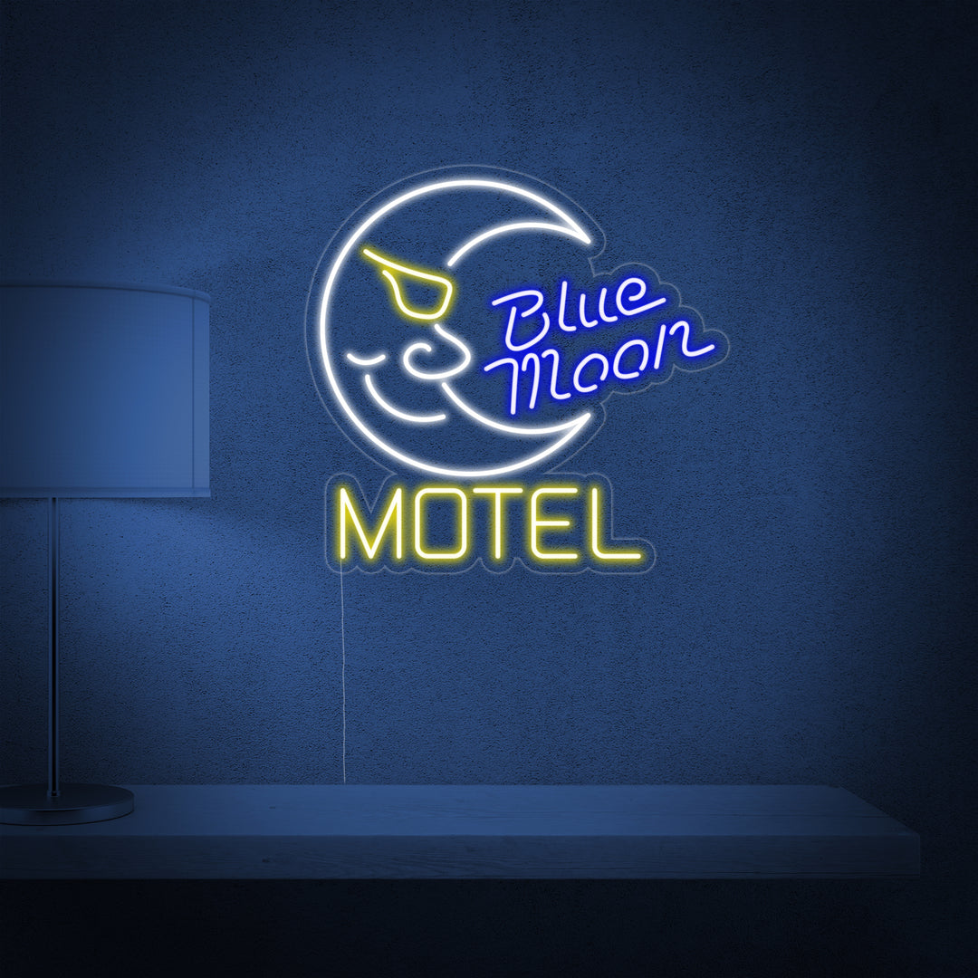 "Blue Moon Motel, Hôtel" Enseigne Lumineuse en Néon