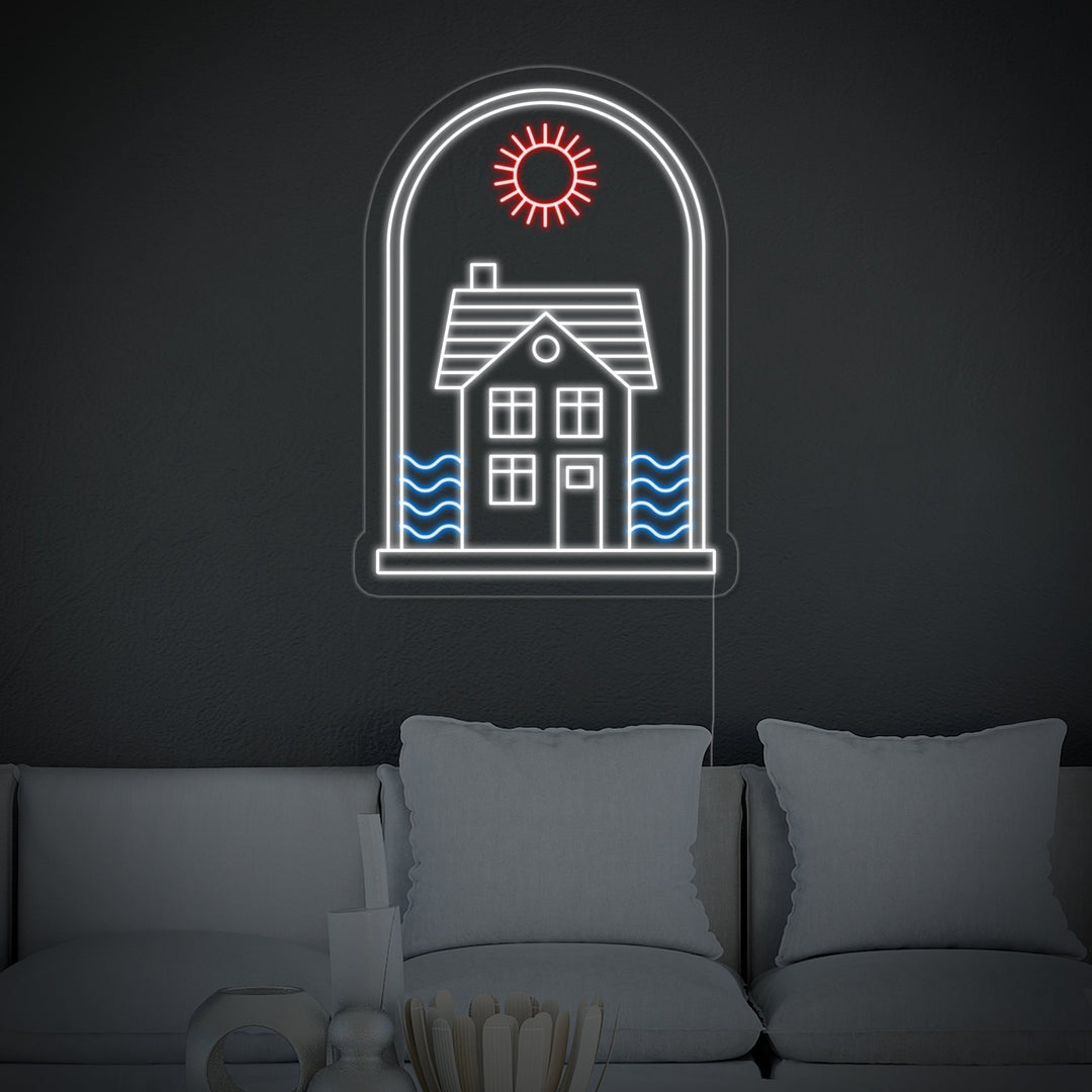"Bohemian Maison Soleil Eau" Enseigne Lumineuse en Néon