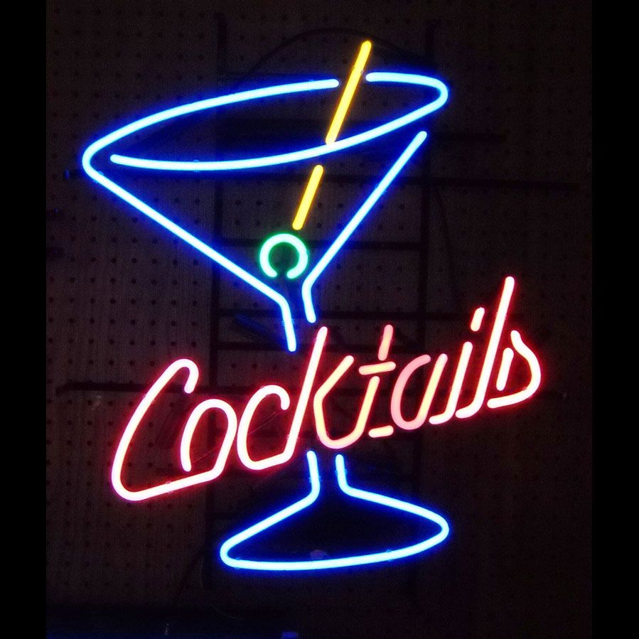 "Cocktails, Verre À Martini, Logo Bière" Enseigne Lumineuse en Néon