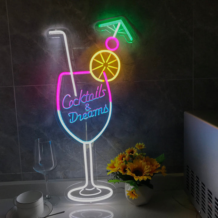 "Cocktails & Dreams" Mini Lumineuse en Néon