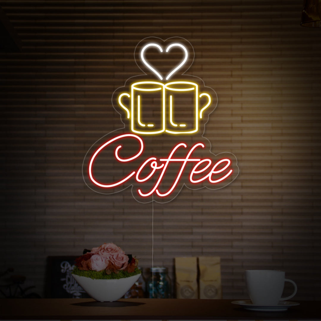 "Une paire de tasses, Coffee" Lumineuse en Néon