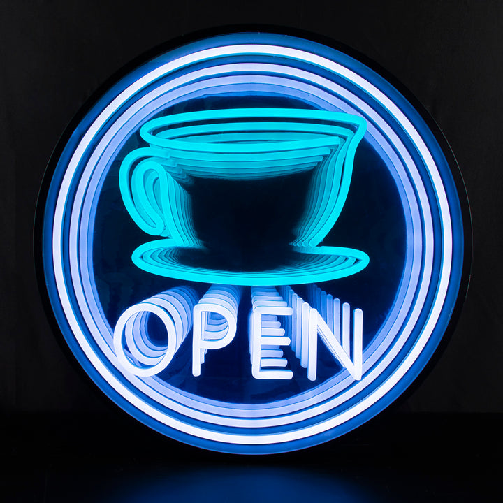 "Café Open" Enseigne Néon LED 3D Infini
