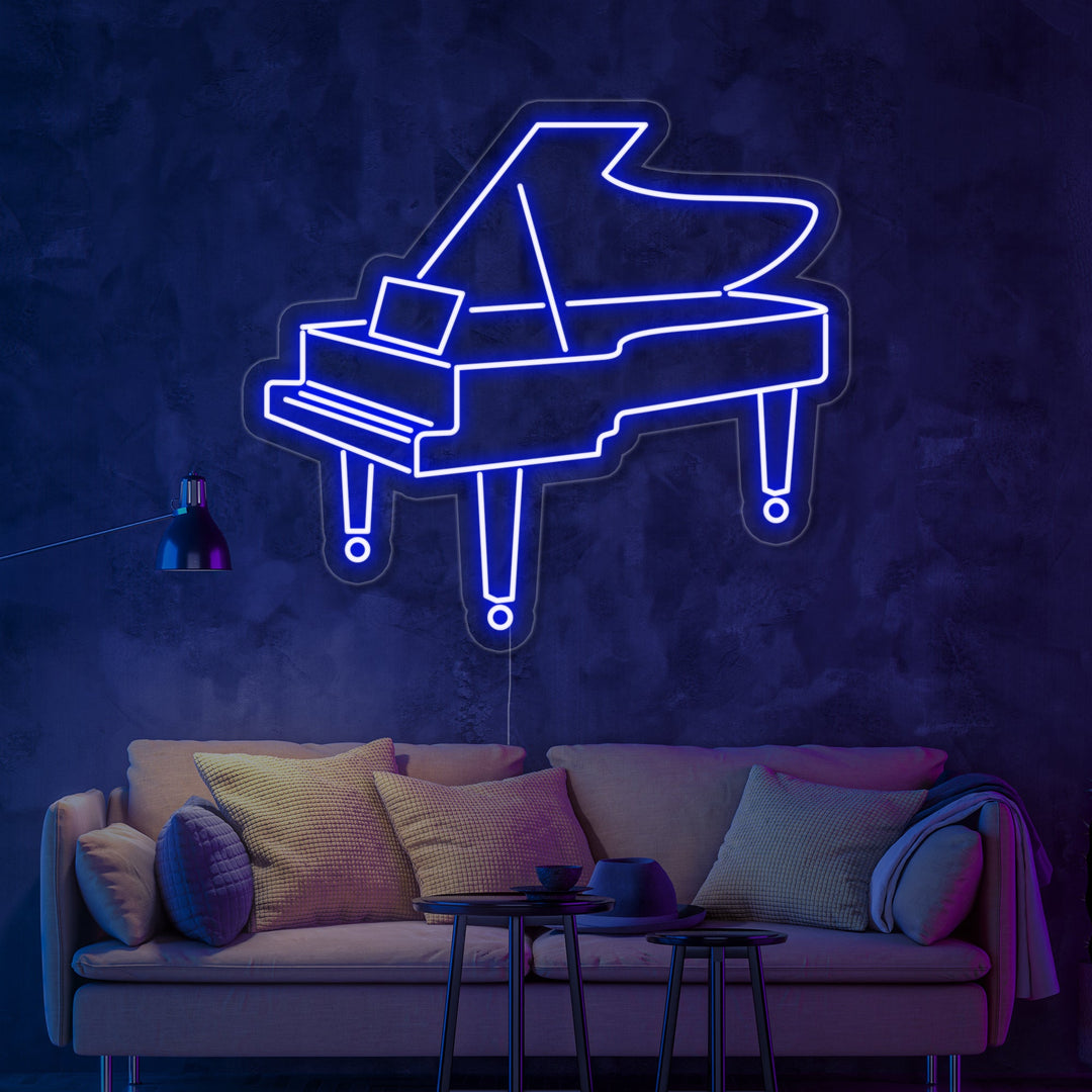 "Piano à Queue Contour" Enseigne Lumineuse en Néon