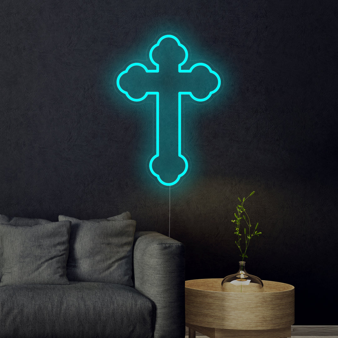 "Crucifix, Croix De Jésus" Enseigne Lumineuse en Néon