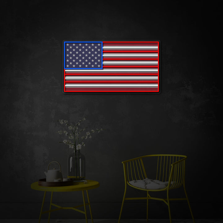 "Nom personnalisé US Flag" Enseigne néon LED imprimée UV