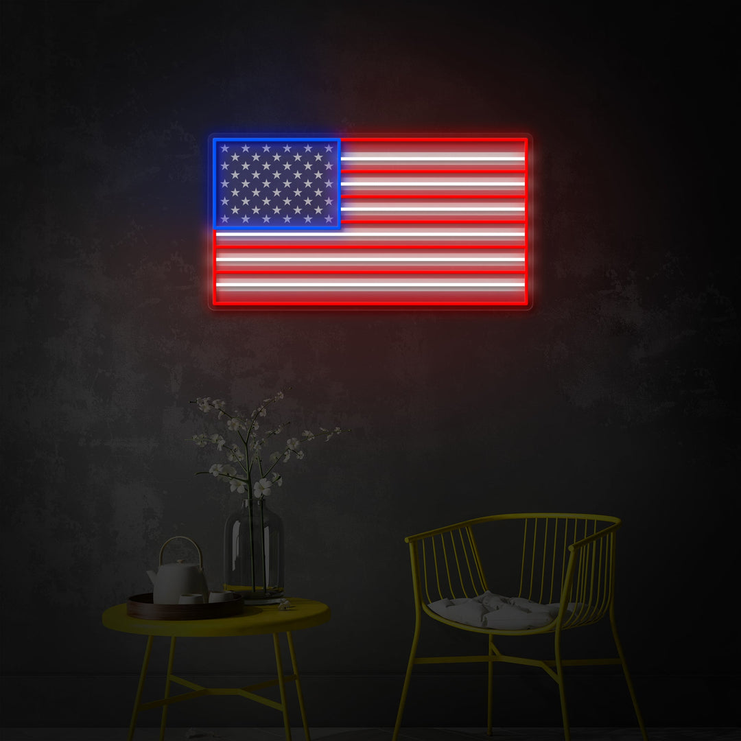 "Nom personnalisé US Flag" Enseigne néon LED imprimée UV
