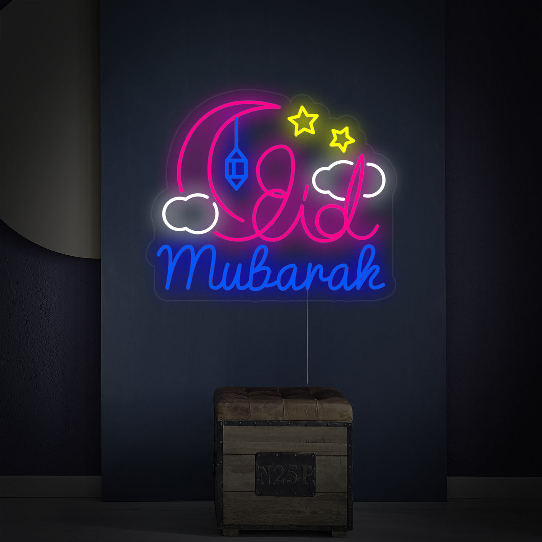 "Eid Mubarak" Enseigne Lumineuse en Néon