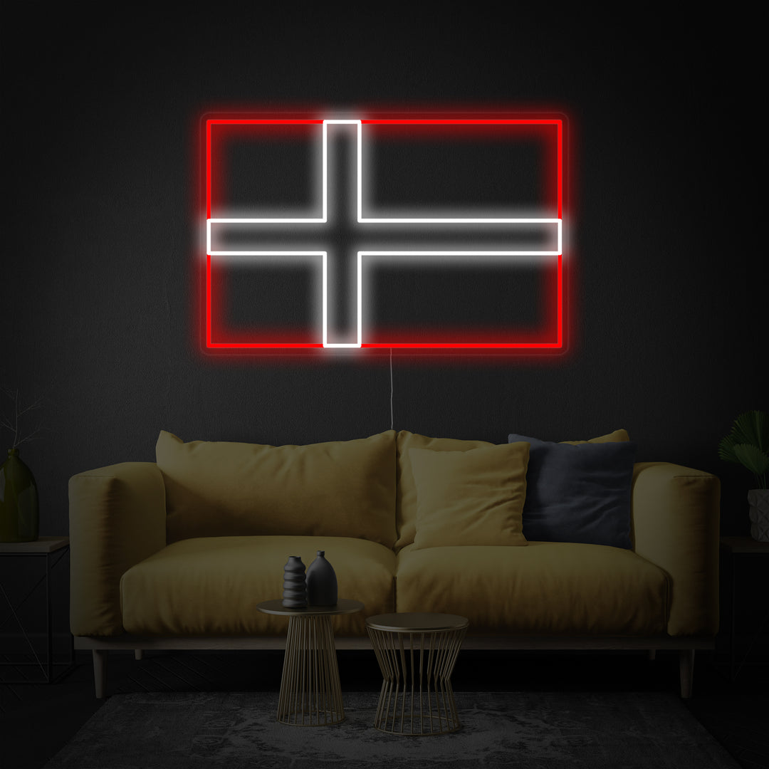 "Drapeau du Danemark" Enseigne Lumineuse en Néon