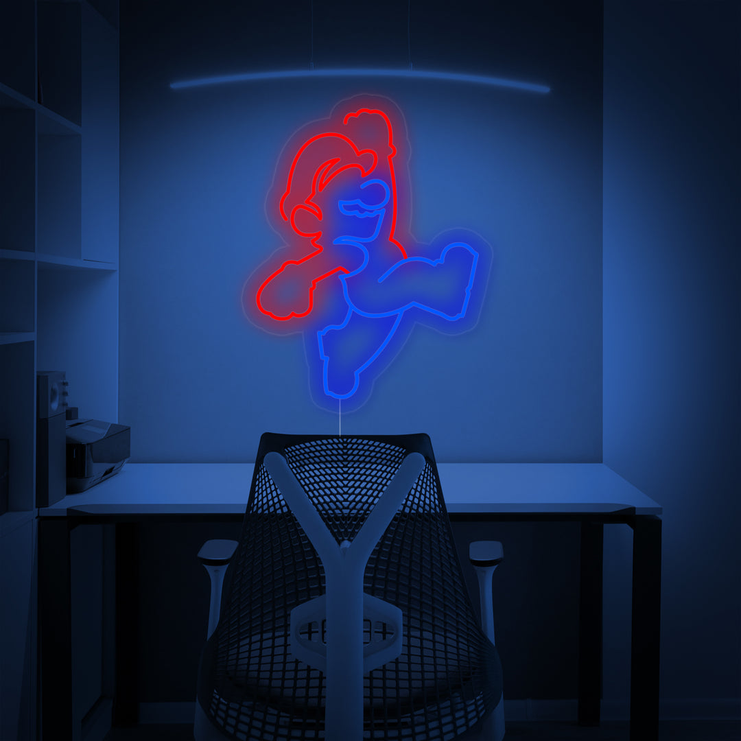 "Super Mro Décoration De Salle De Jeux" Enseigne Lumineuse en Néon