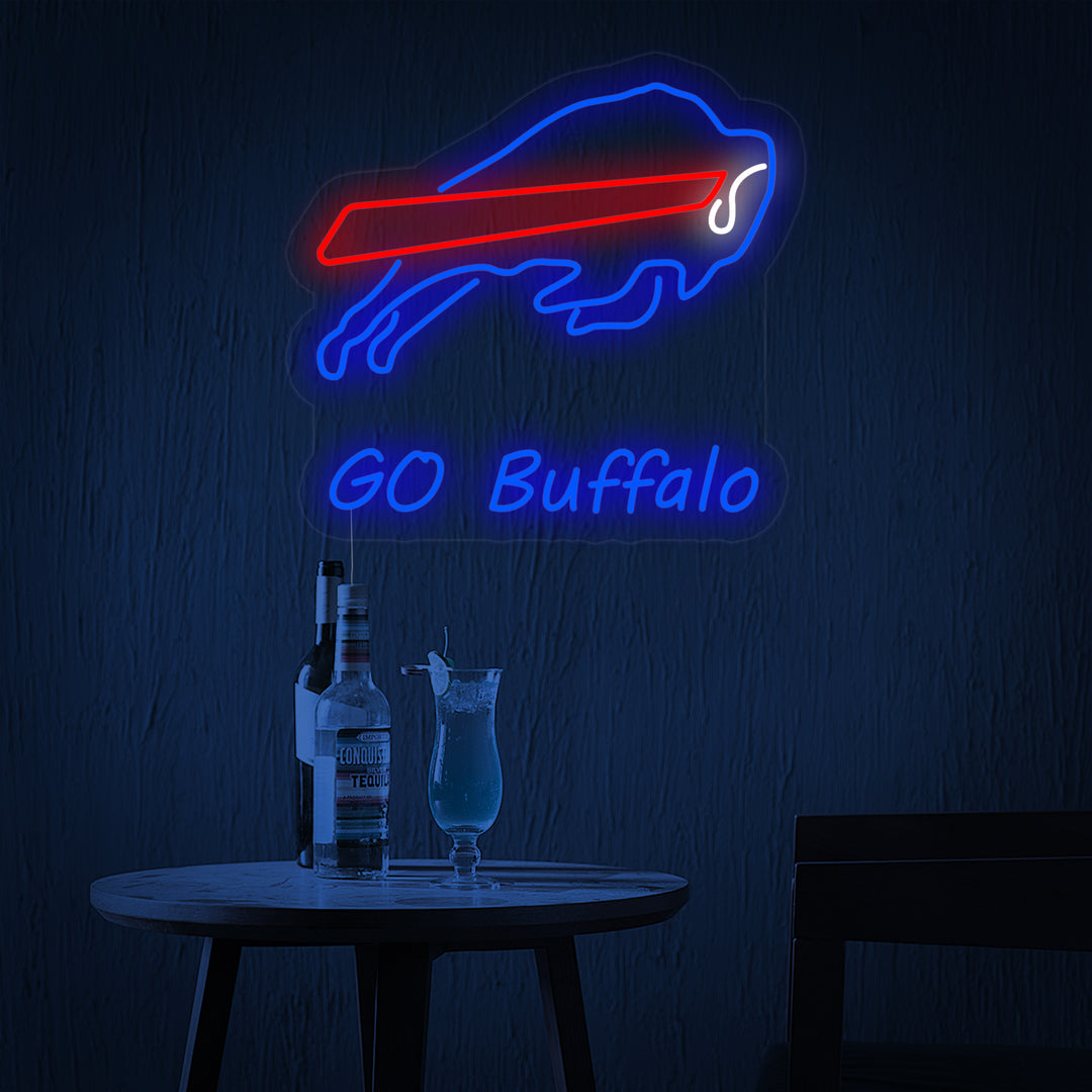 "Go Buffalo, Taureau" Lumineuse en Néon