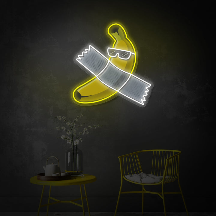 "Est cet art, banane avec du ruban adhésif" Enseigne néon LED imprimée UV