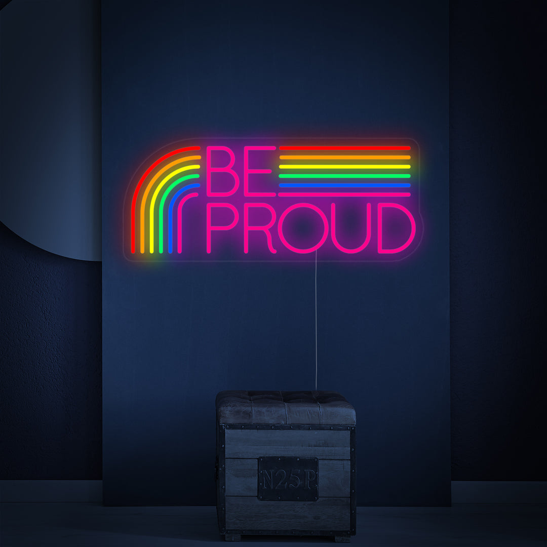 "LGBT Be Proud, Arc-en-ciel" Lumineuse en Néon