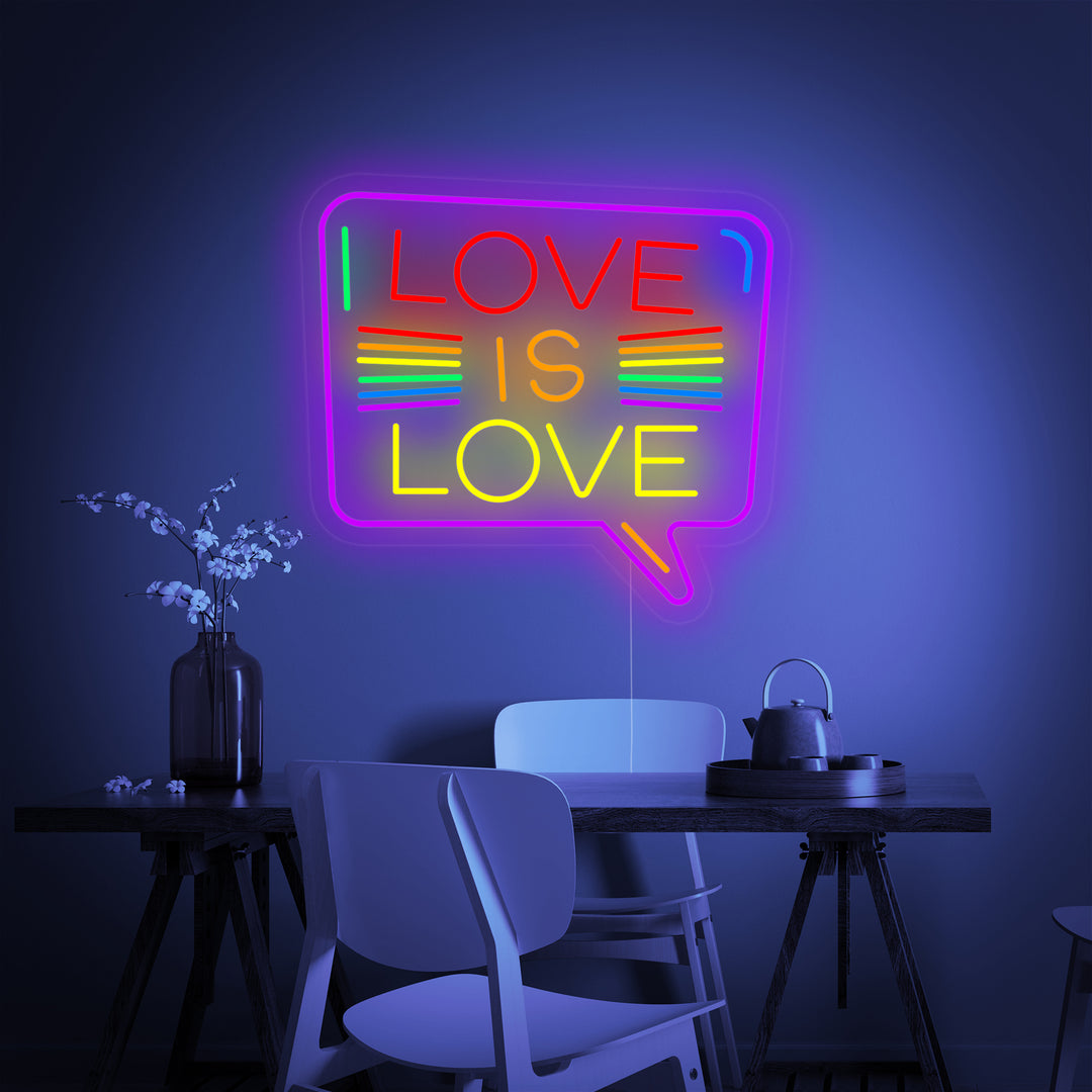 "LGBT LOVE IS LOVE, Arc-en-ciel" Lumineuse en Néon