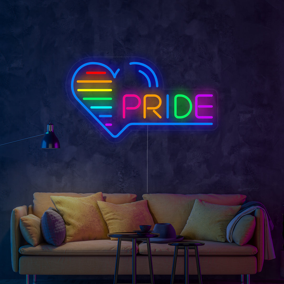 "LGBT, Pride, Cœurs" Lumineuse en Néon