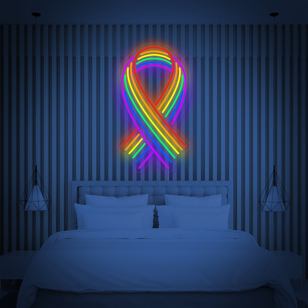 "LGBT Ribbon Arc-en-ciel" Enseigne Lumineuse en Néon