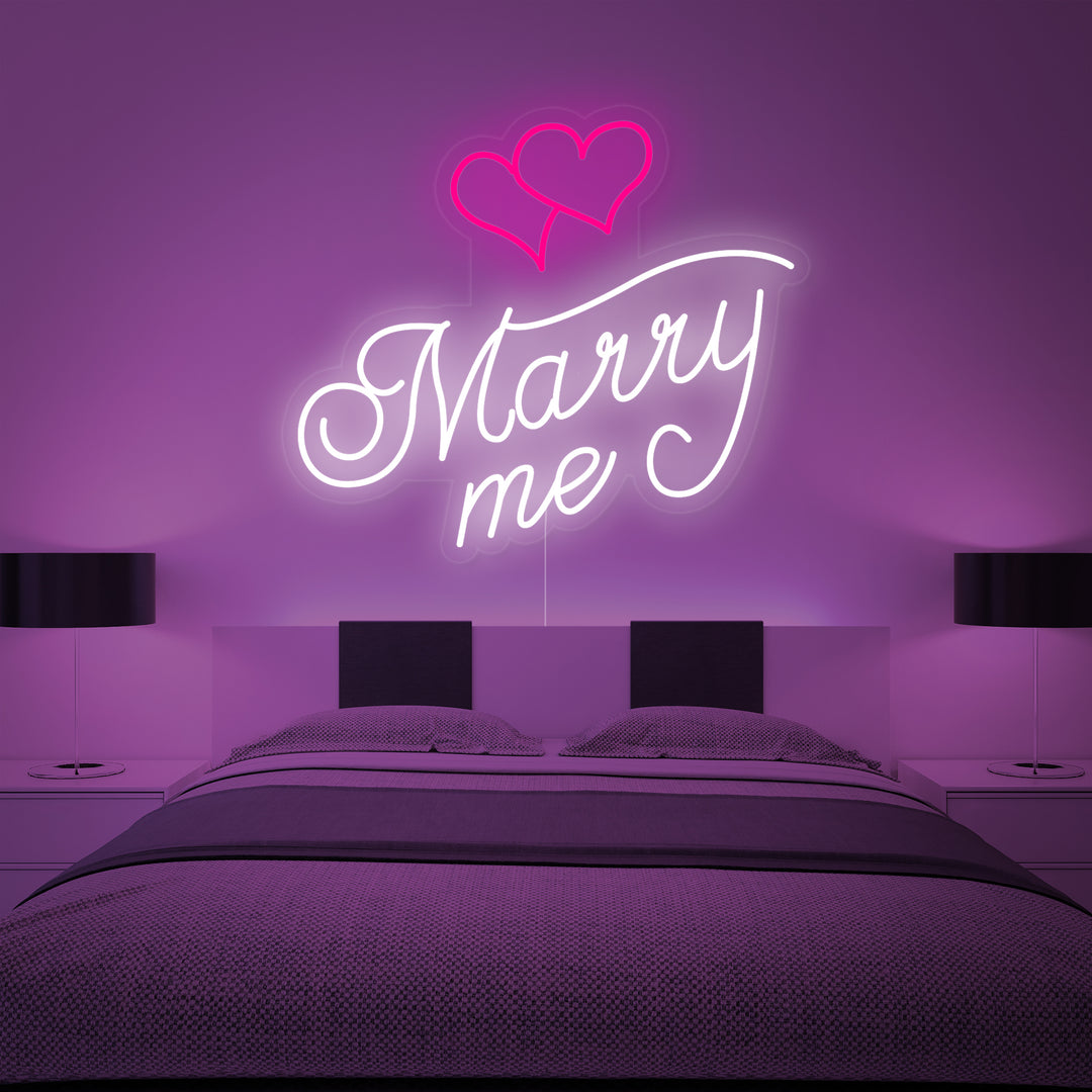 "Marry Me, Cœurs" Lumineuse en Néon