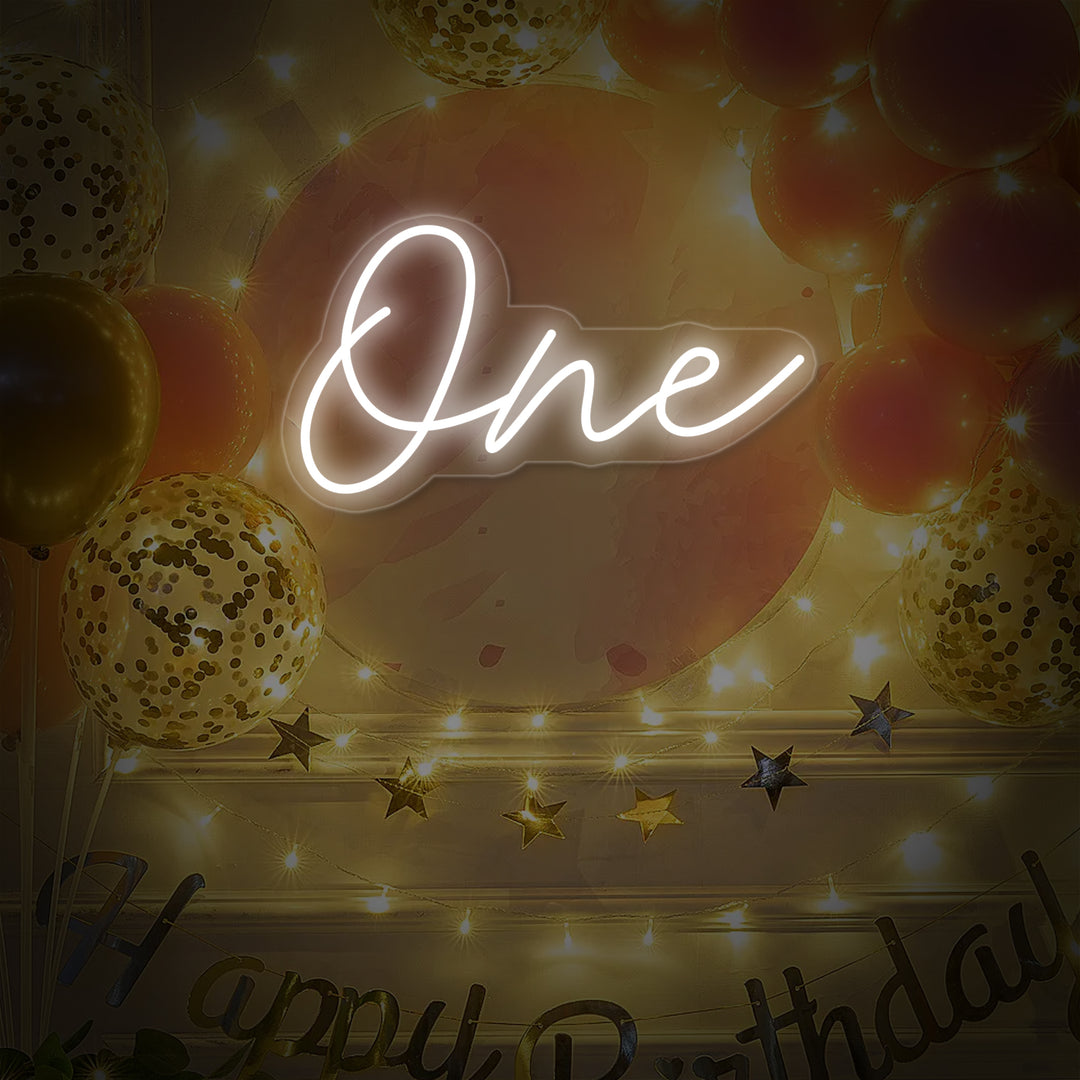 "one, Décoration pour le premier anniversaire" Lumineuse en Néon