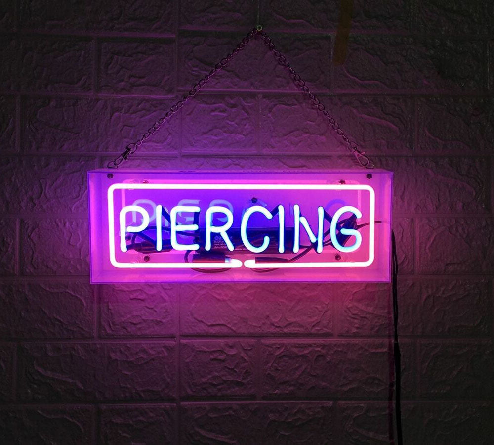 "Piercing" Enseigne Lumineuse en Acrylique, Enseigne Lumineuse en Verre, Enseigne Lumineuse de Table