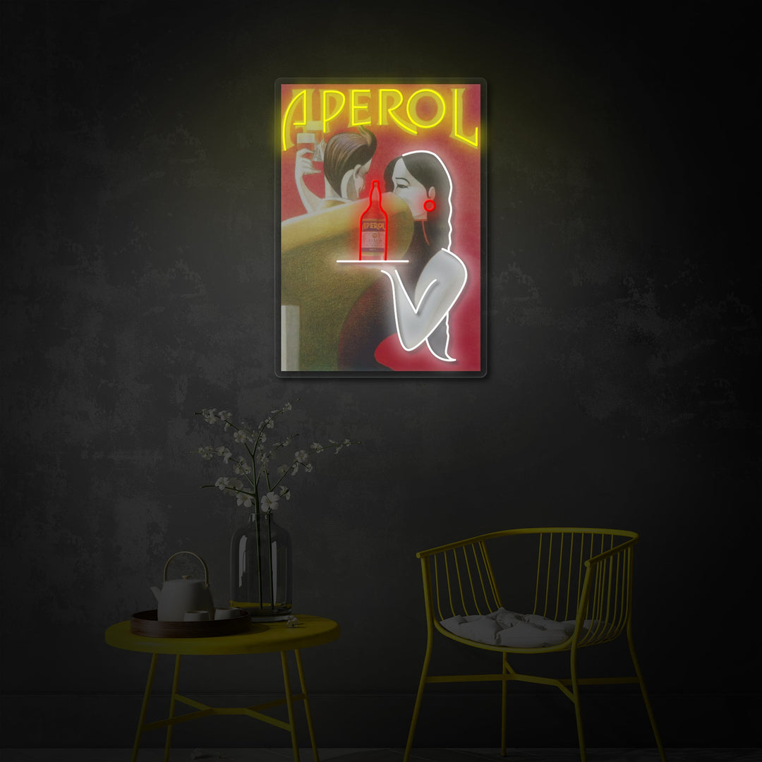 "Affiche rétro Aperol" Enseigne néon LED imprimée UV
