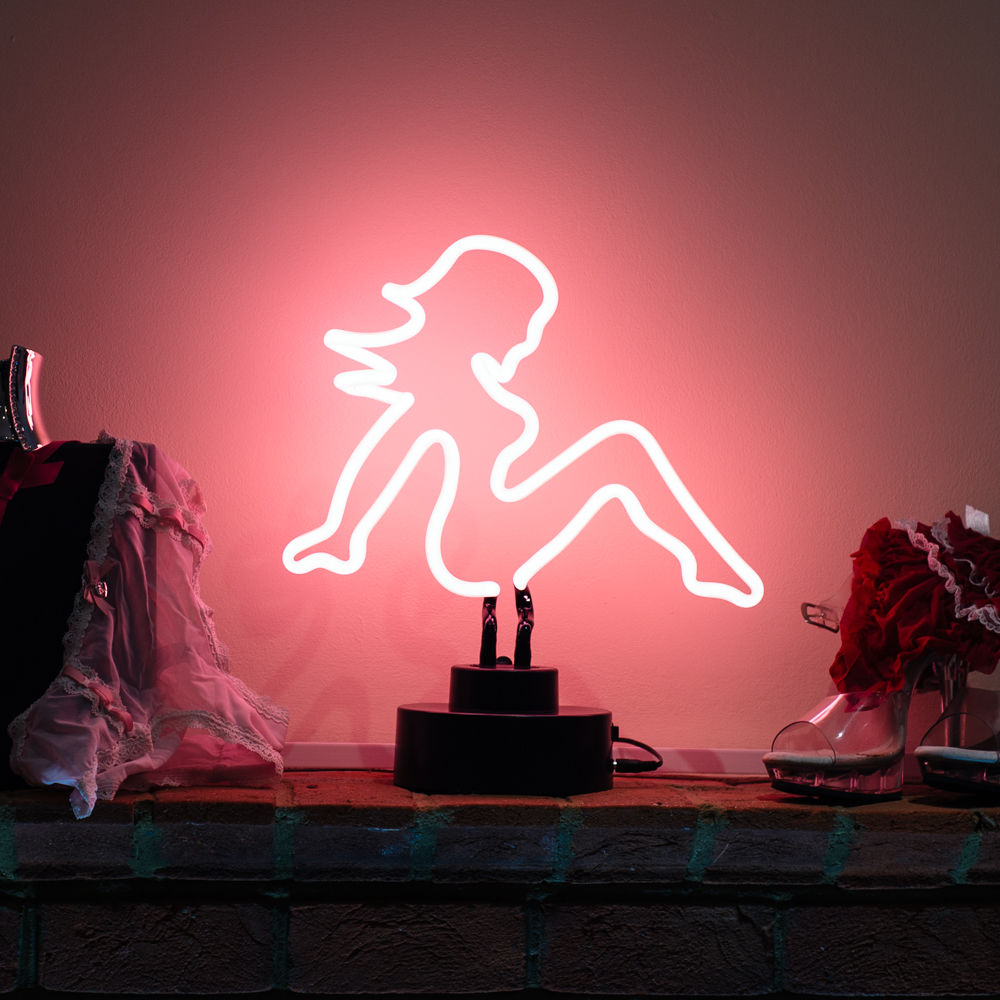 "Nus En Direct Fille Sexy Et Nue" Enseigne Néon De Table, Enseigne Néon En Verre
