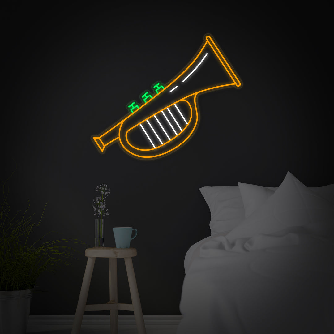"Jazz À La Trompette" Enseigne Lumineuse en Néon