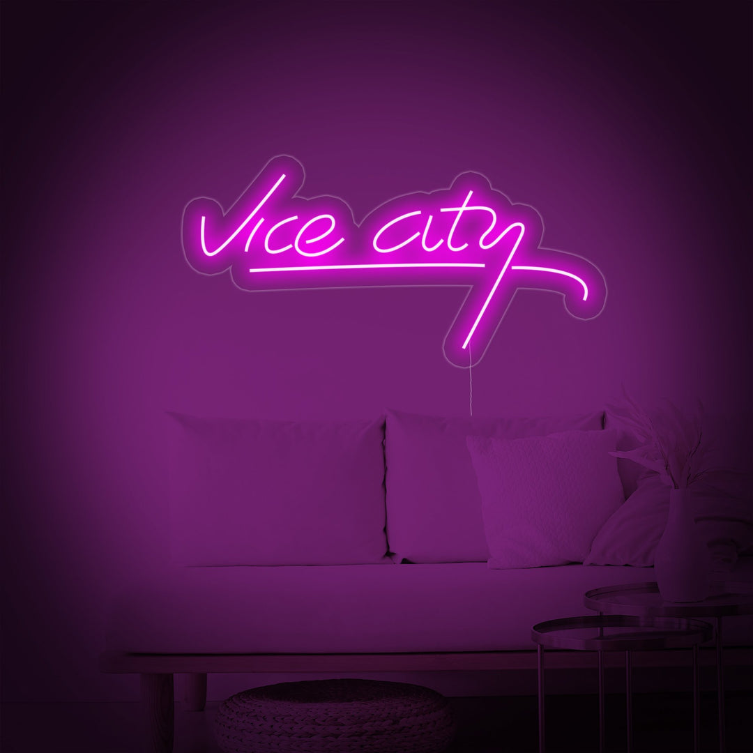 "Vice City, Décoration De Salle De Jeux" Enseigne Lumineuse en Néon