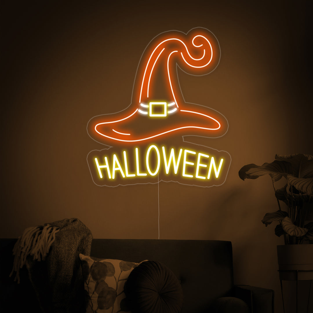 "Chapeau De Sorcière, Halloween" Enseigne Lumineuse en Néon