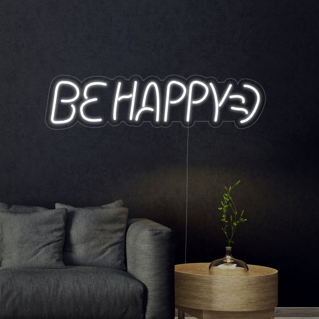 "Be Happy" Enseigne Lumineuse en Néon