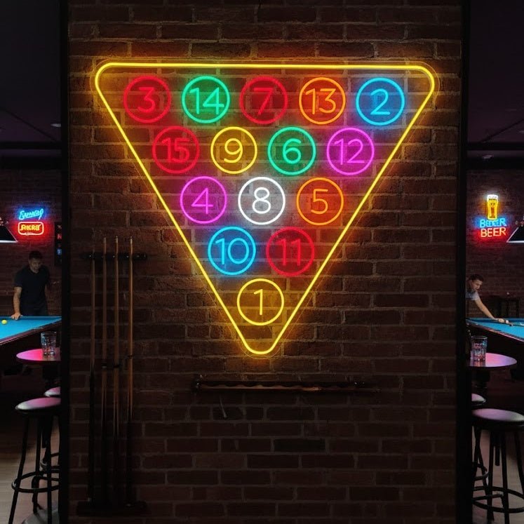 "Billard À 15 Boules" Enseigne Lumineuse en Néon