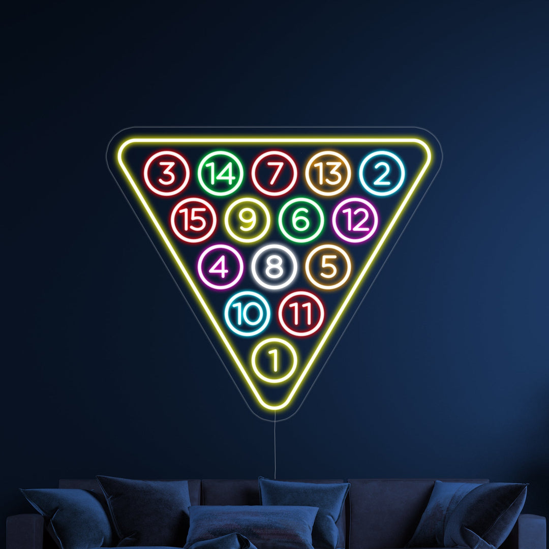 "Billard À 15 Boules" Enseigne Lumineuse en Néon