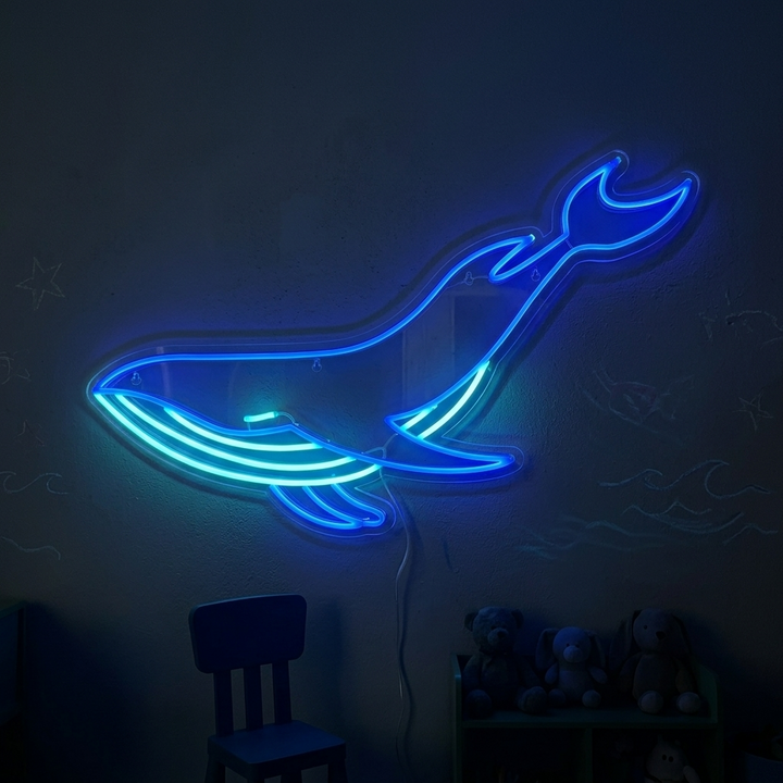 "Baleine Bleue" Enseigne Lumineuse en Néon