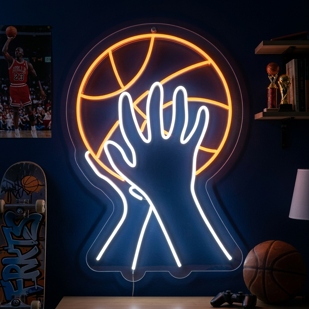 "Basket-Ball De Tir" Enseigne Lumineuse en Néon