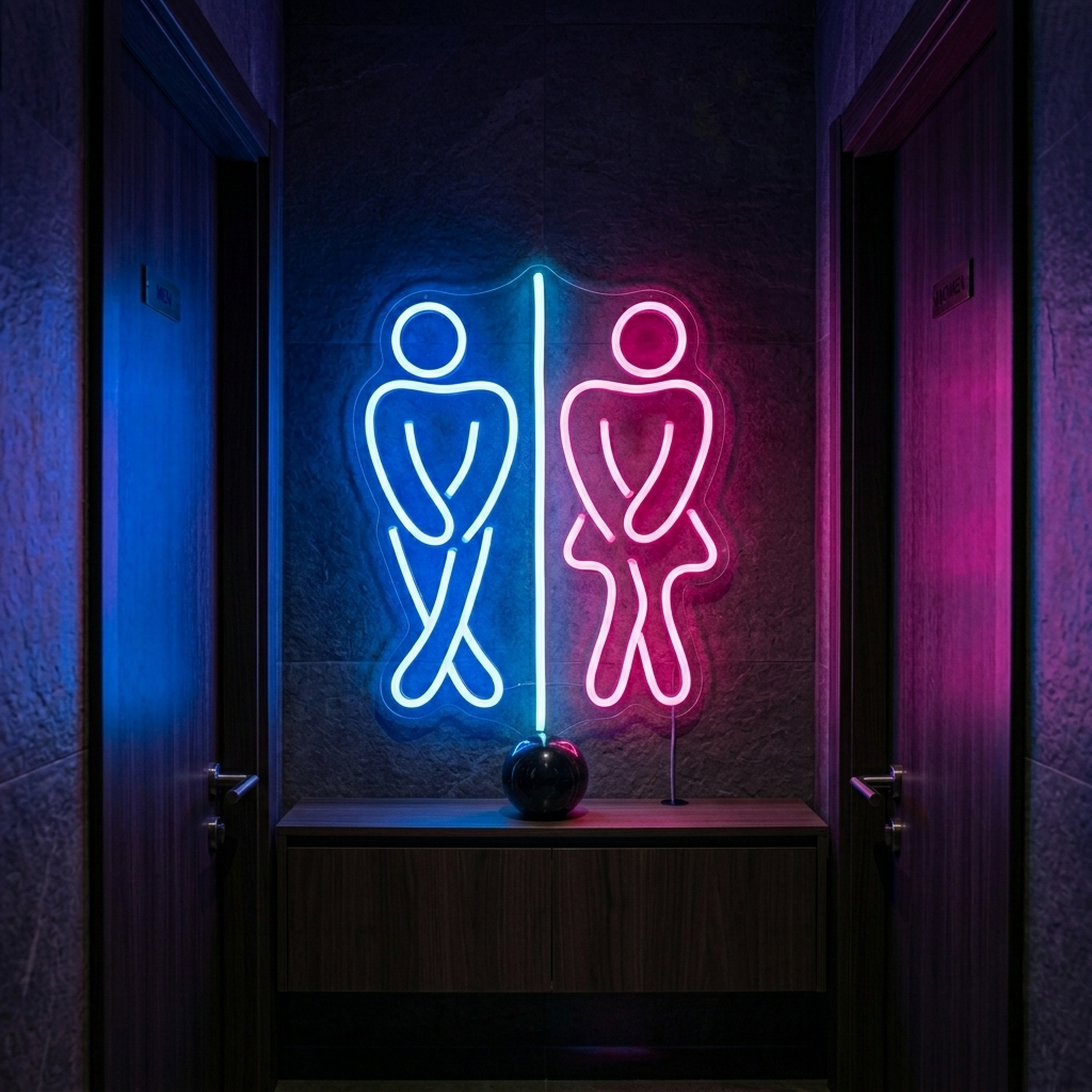 "Toilettes, garçon, fille, toilettes" Lumineuse en Néon