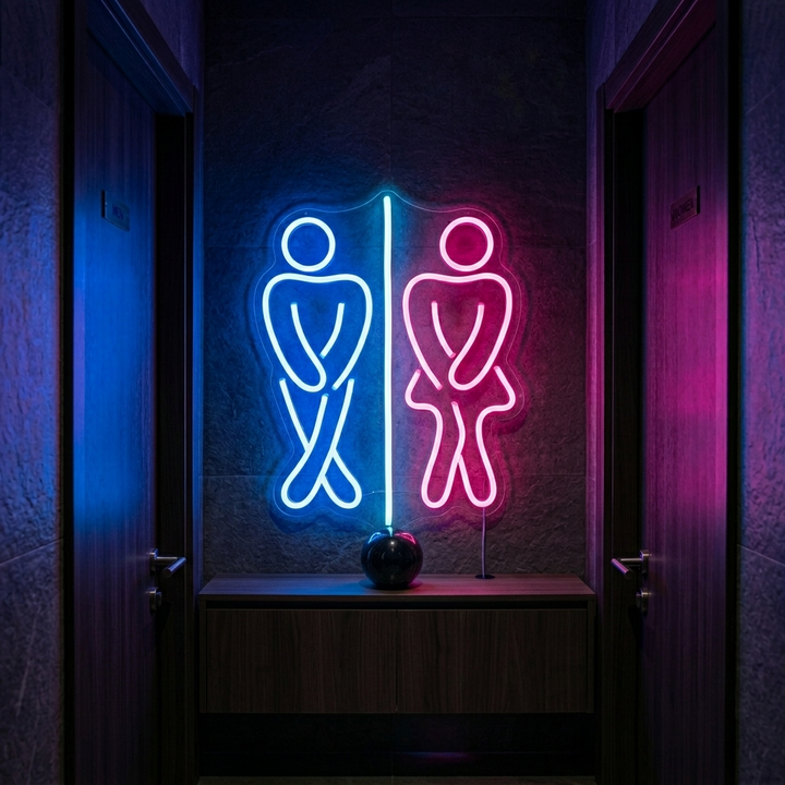 "Toilettes, garçon, fille, toilettes" Lumineuse en Néon
