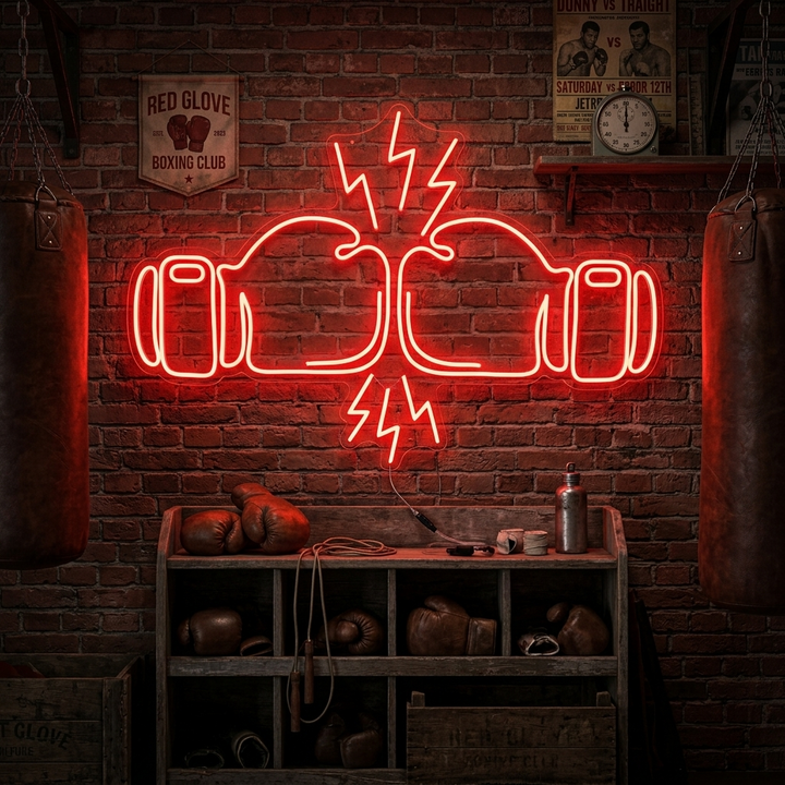 "Combat Boxe" Enseigne Lumineuse en Néon