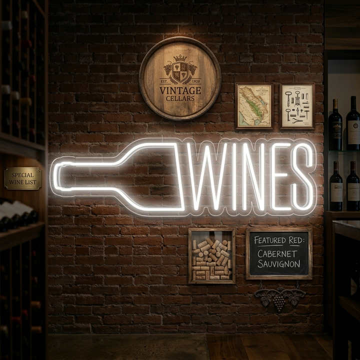 "Wine, Bouteille de vin, Bar" Lumineuse en Néon