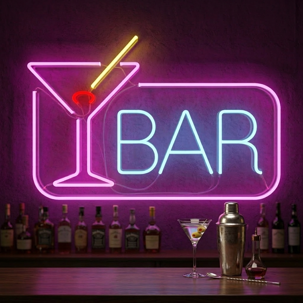 "Cocktail Bar" Enseigne Lumineuse en Néon