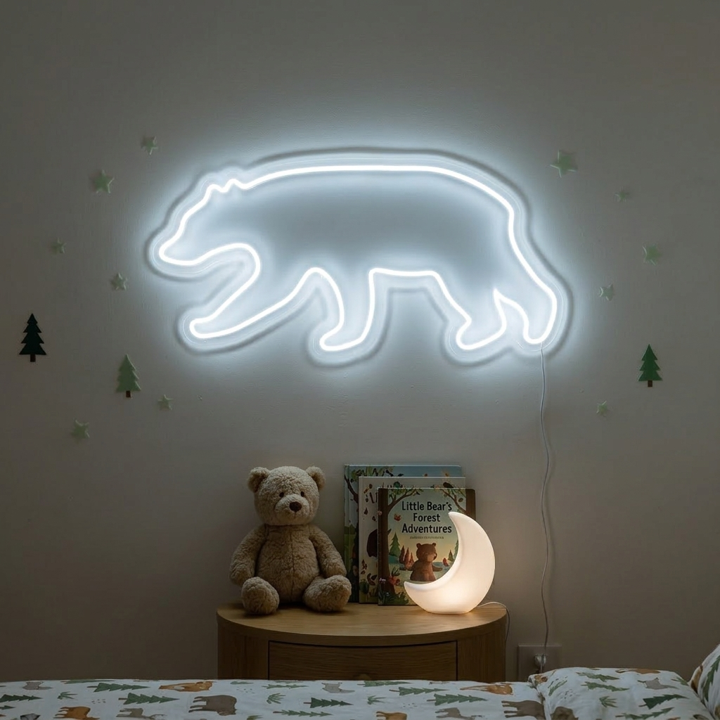 "Ours" Enseigne Lumineuse en Néon