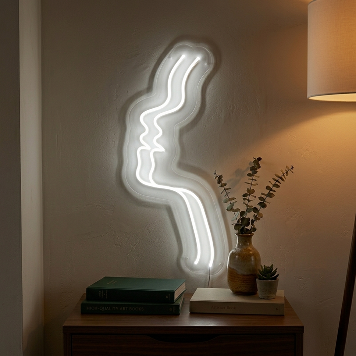 "Visage abstrait" Lumineuse en Néon