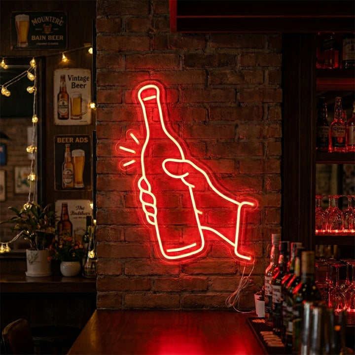 "Bouteille De Vin" Enseigne Lumineuse en Néon