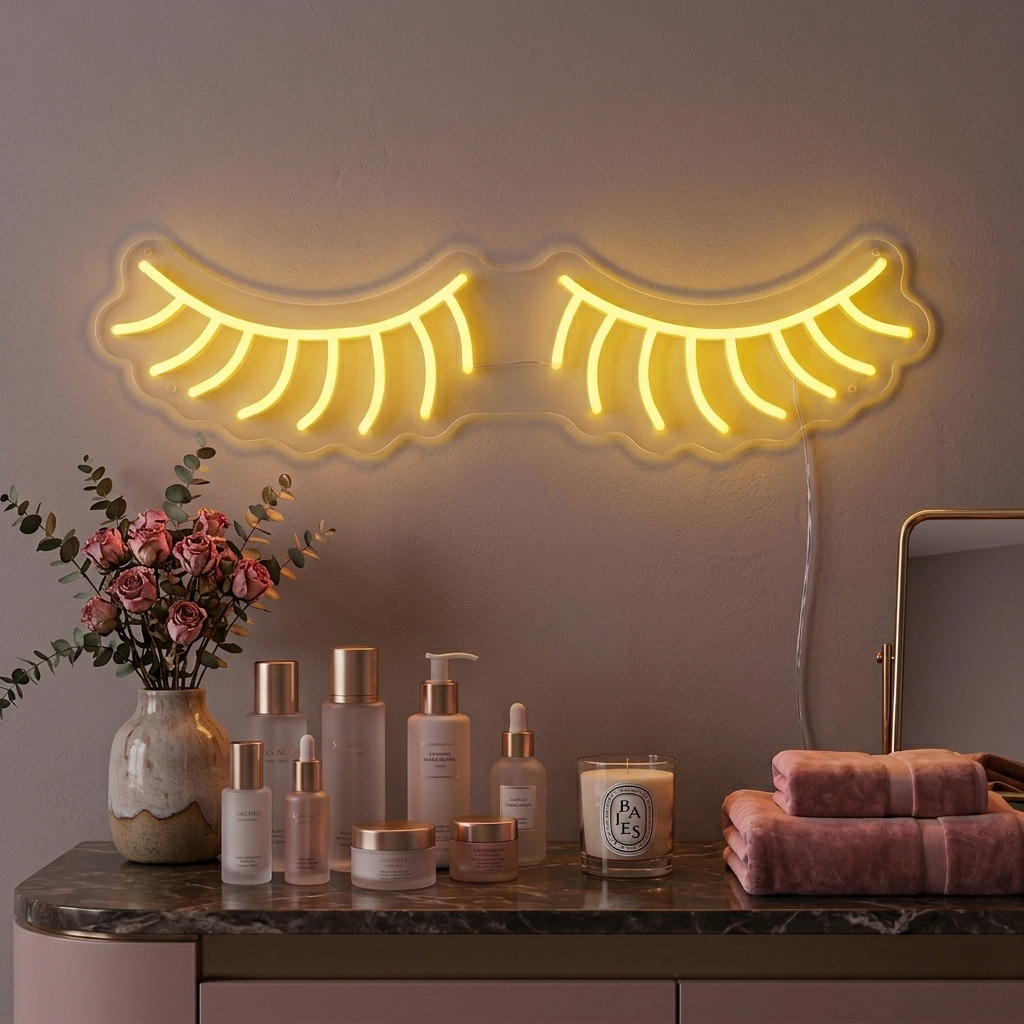 "Cils" Enseigne Lumineuse en Néon