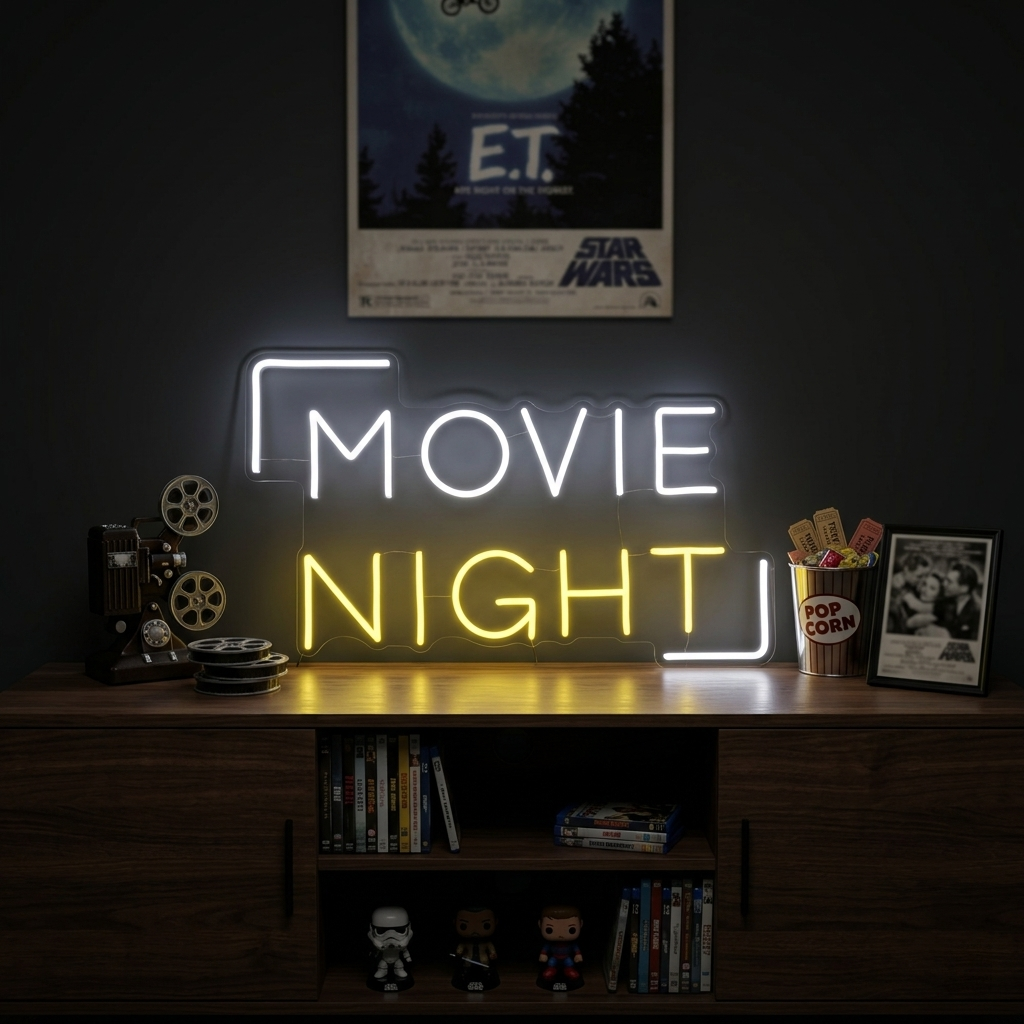 "Movie Night" Enseigne Lumineuse en Néon